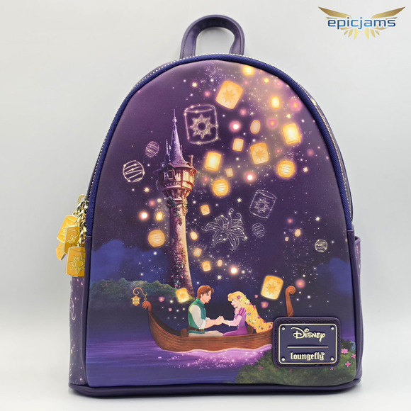 Loungefly Disney Tangled Lantern Scene Light-Up Rapunzel Mini Backpack Bag New - Picture 1 of 7